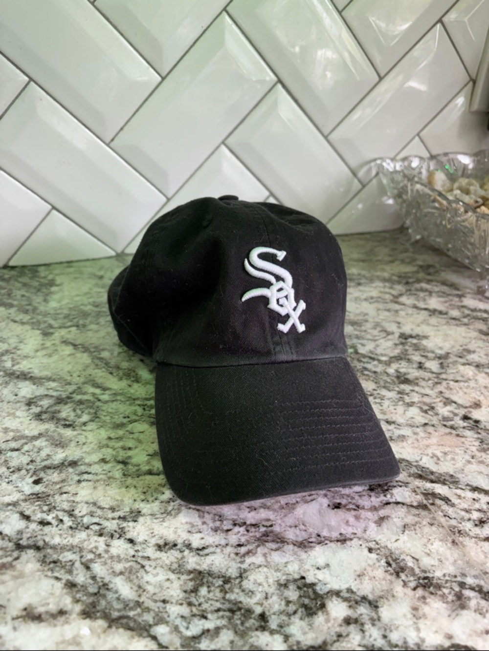 Black Baseball Cap with White Sox Embroidered Logo - MLB